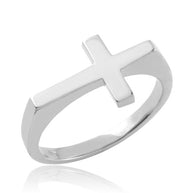 Solid Gold Flat Top Sideways Cross Ring ( Available in Yellow/Rose/White Gold)