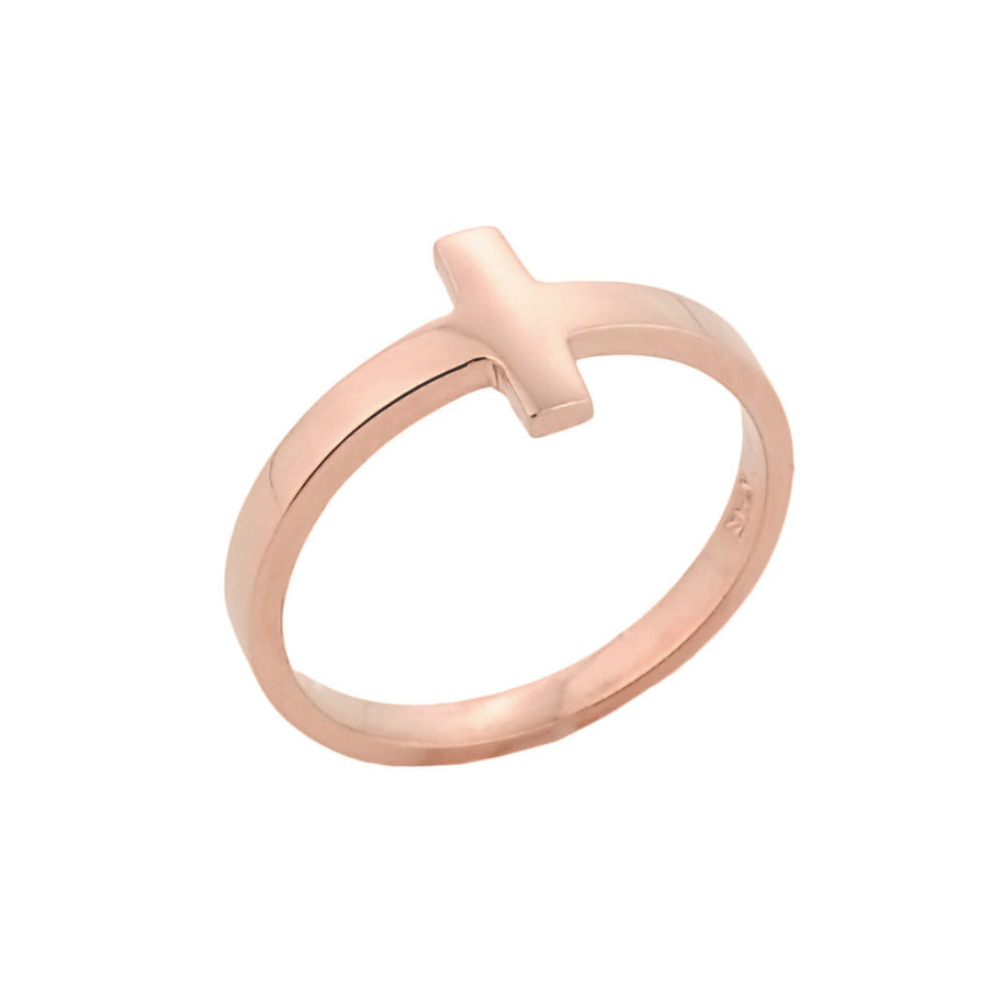 Gold Sideways Cross Knuckle Ring (Available in Yellow/Rose/White Gold)