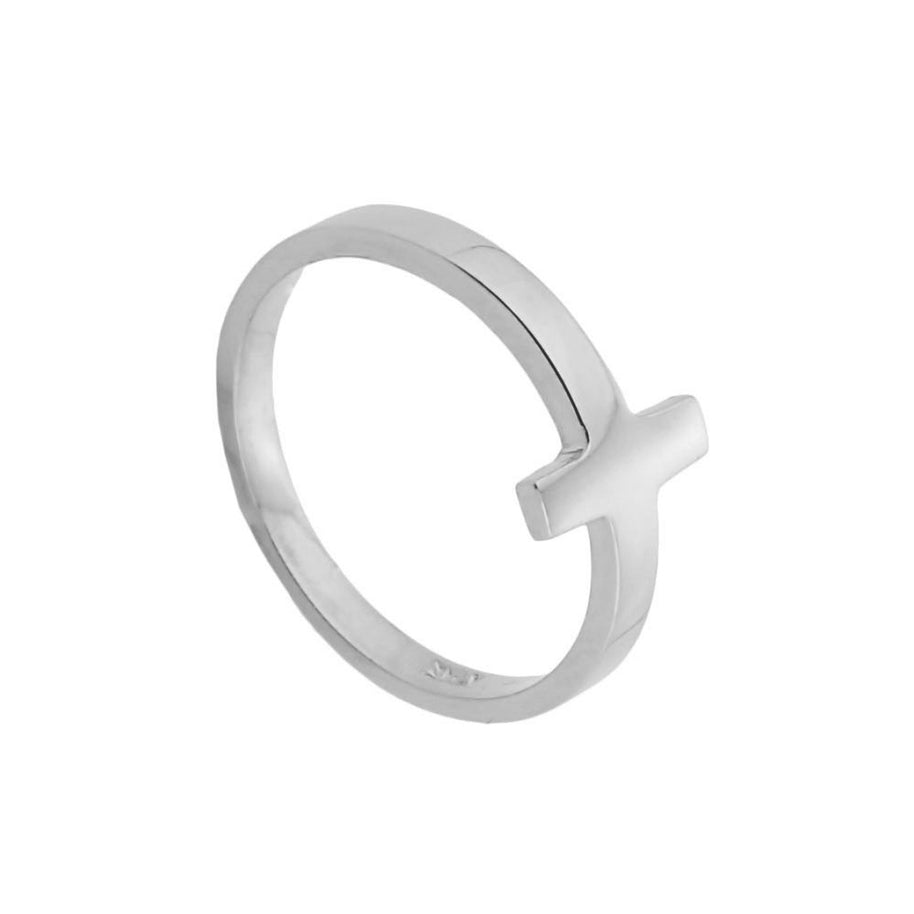 Sterling Silver Sideways Cross Knuckle Ring