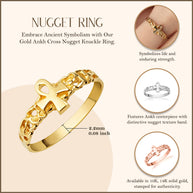 Gold Ankh Cross Nugget Ring (Available in Yellow/Rose/White Gold)