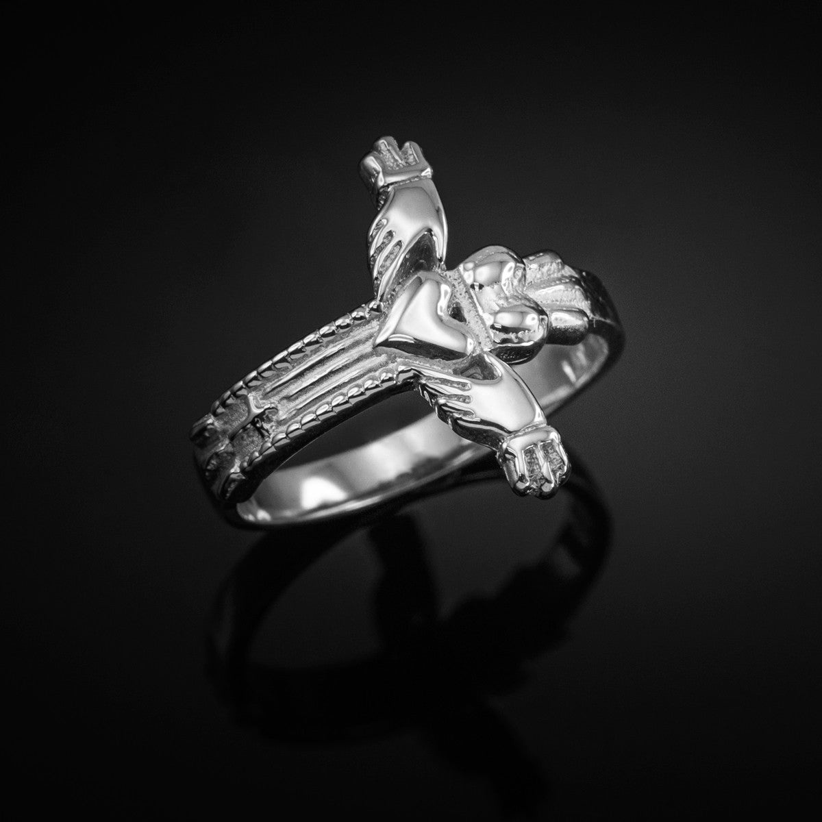 Sterling Silver Classic Claddagh Cross Ring