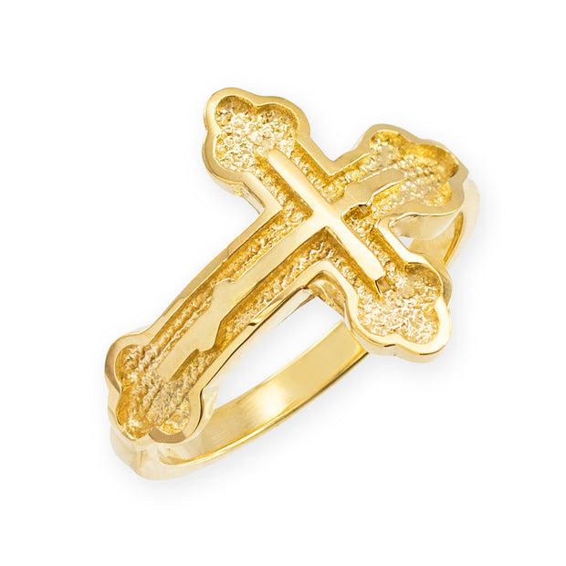 Gold Eastern Orthodox Cross Ring (Available Yellow/Rose/White Gold)