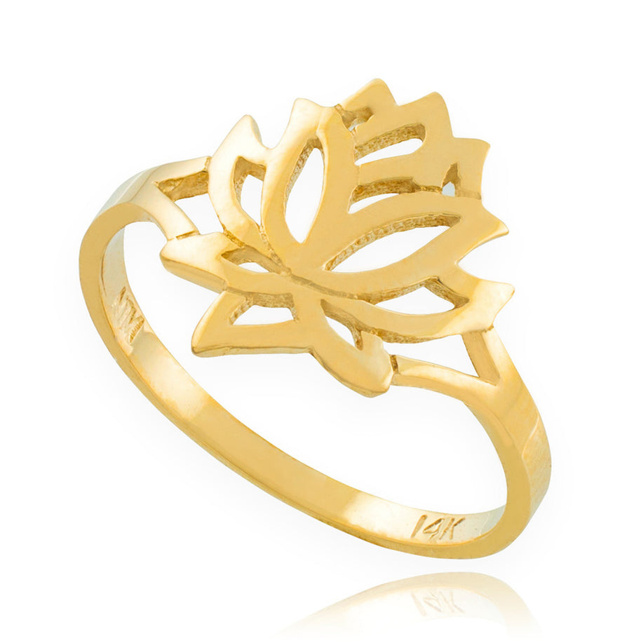 Solid Gold Lotus Flower Ring (Available in Yellow/Rose/White Gold)
