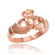 Gold Claddagh Heart Crown Wedding Band Ring (Available in Yellow/Rose/White Gold)