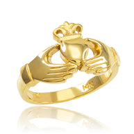 Gold Claddagh Heart Crown Wedding Band Ring (Available in Yellow/Rose/White Gold)