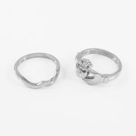 .925 Sterling Silver Claddagh Heart Crown Wedding Band Ring Set