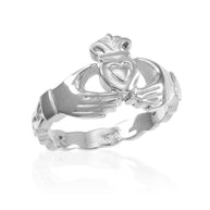 Sterling Silver Claddagh Engagement Ring with Celtic Band