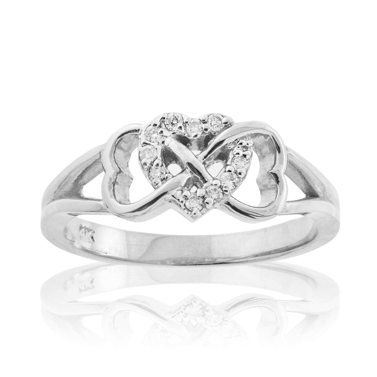 .925 Sterling Silver Cubic Zirconia Heart Infinity Ring