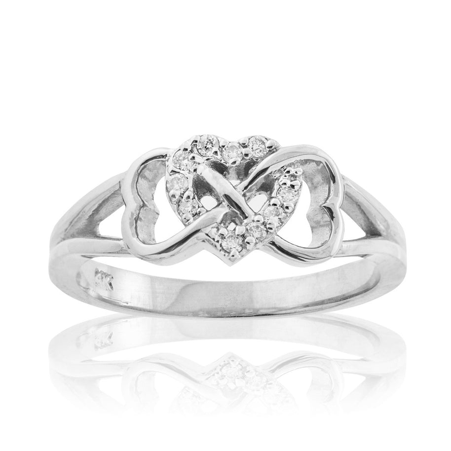 .925 Sterling Silver Cubic Zirconia Heart Infinity Ring
