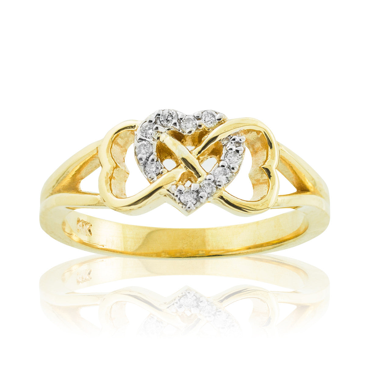 Gold Diamond Heart Infinity Ring (Available in Yellow/Rose/White Gold)