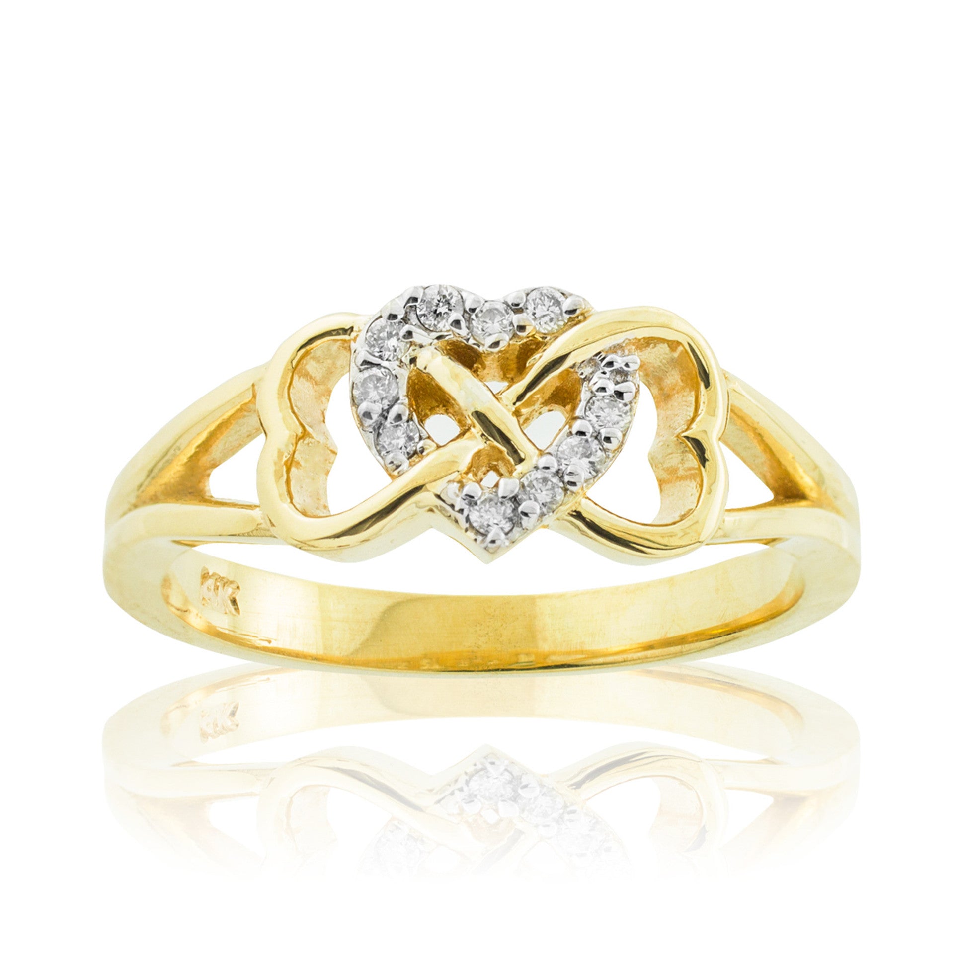 Gold Diamond Heart Infinity Ring (Available in Yellow/Rose/White Gold)
