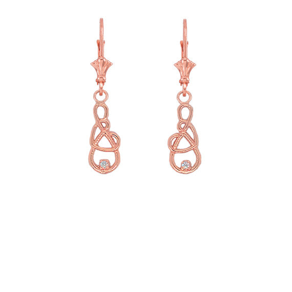 Gold Infinity Heart Diamond Leverback Earrings (Available in Yellow/Rose/White Gold)