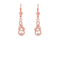 Gold Infinity Heart Diamond Leverback Earrings (Available in Yellow/Rose/White Gold)