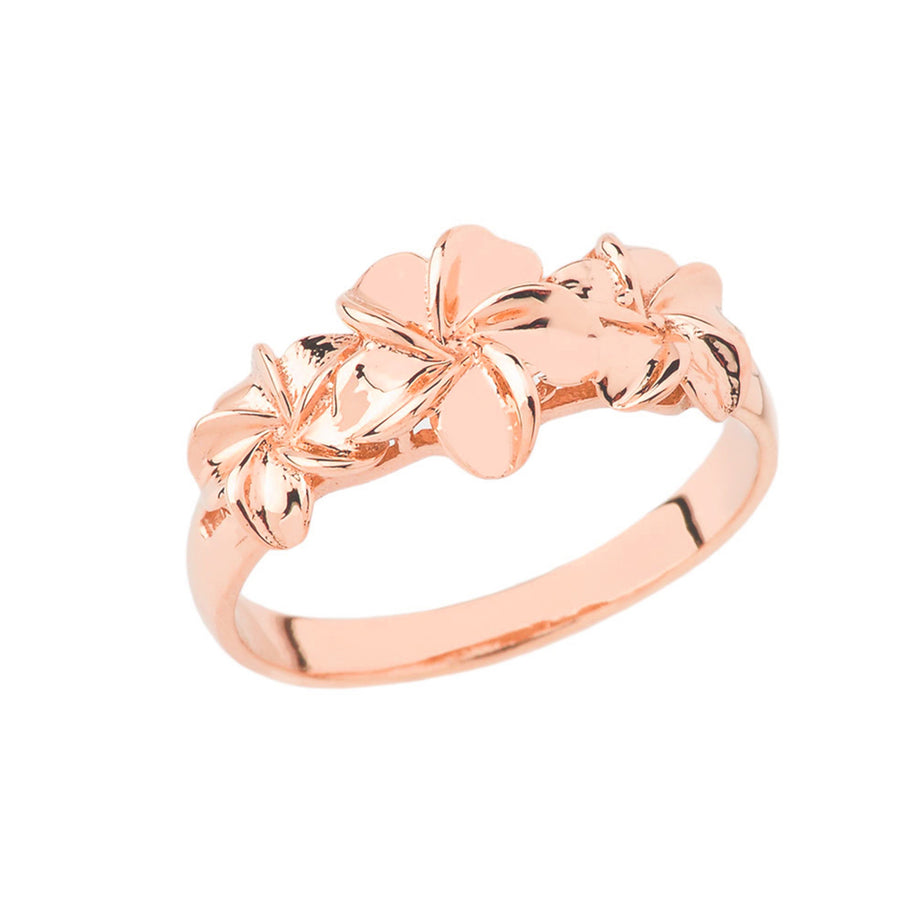 Gold Hawaiian Plumeria Flower Ring (Available in Yellow Gold, Rose Gold, White Gold)