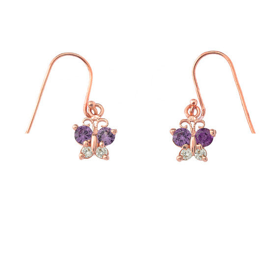 Mini Butterfly with Birthstones Earrings in Gold (Yellow/Rose/White)