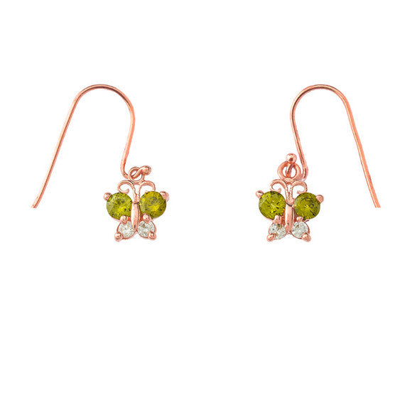 Mini Butterfly with Birthstones Earrings in Gold (Yellow/Rose/White)