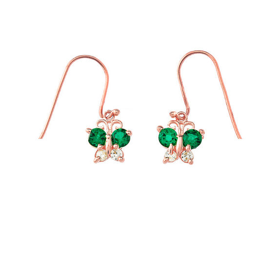 Mini Butterfly with Birthstones Earrings in Gold (Yellow/Rose/White)