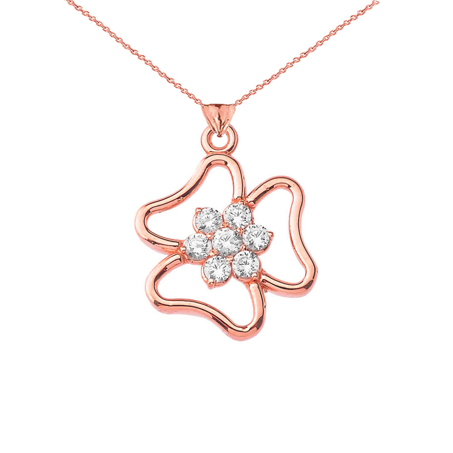 Three Leaf Clover Pendant in Gold (Yellow/Rose/White)