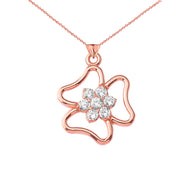 Three Leaf Clover Pendant in Gold (Yellow/Rose/White)
