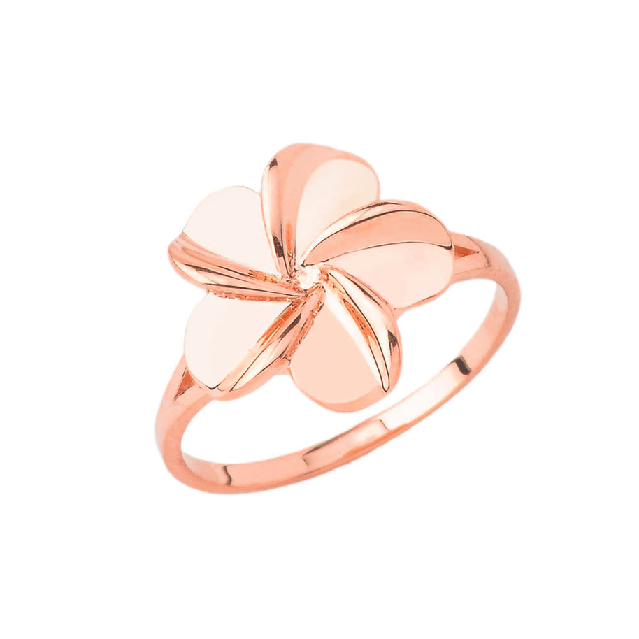 Gold Hawaiian Plumeria Flower Ring (Available in Yellow/Rose/White Gold)