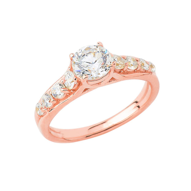 Gold Cubic Zirconia Engagement Ring (Available in Yellow/Rose/White Gold)