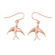 Gold Bird Fish Hook Earrings (Available in Yellow/Rose/White Gold)