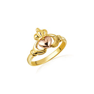 Two-Tone Gold Claddagh Heart Crown Ring