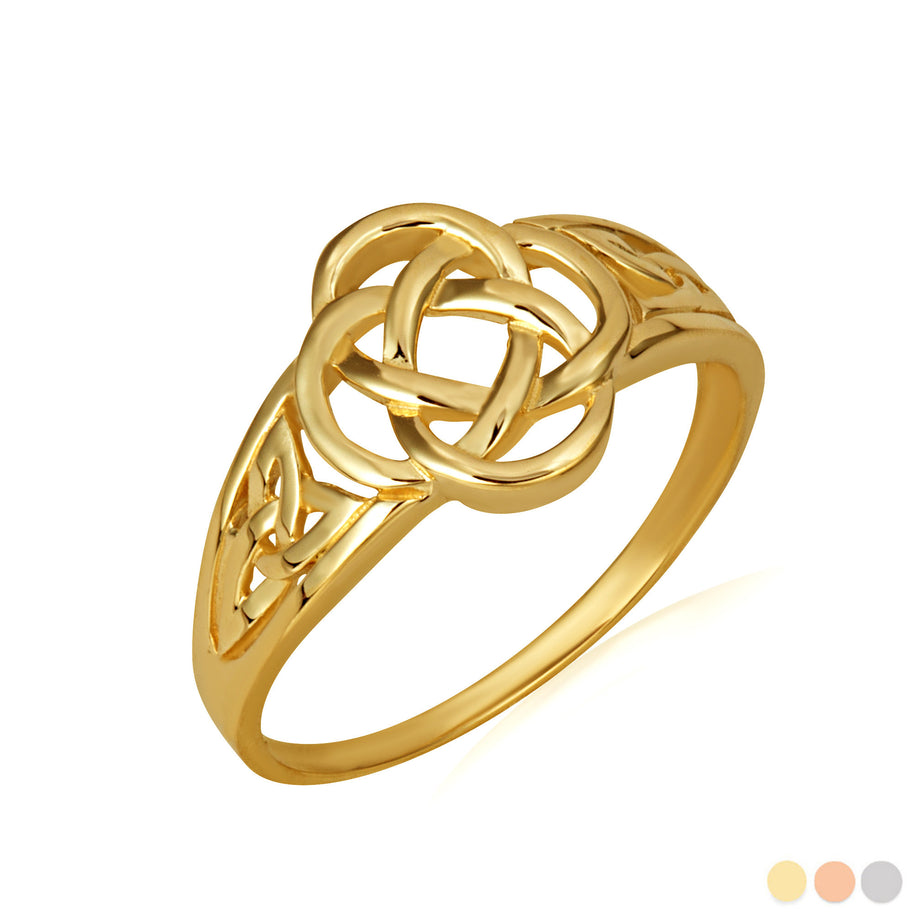Gold Woman's Symbolic Dara Knot Trinity Ring (Available in Yellow/Rose/White Gold)