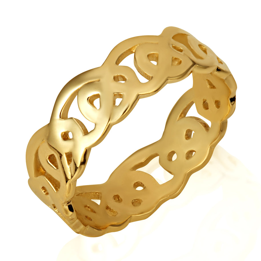 Gold Unisex Timeless Celtic Trinity Knot Ring (Available in Yellow/Rose/White Gold)
