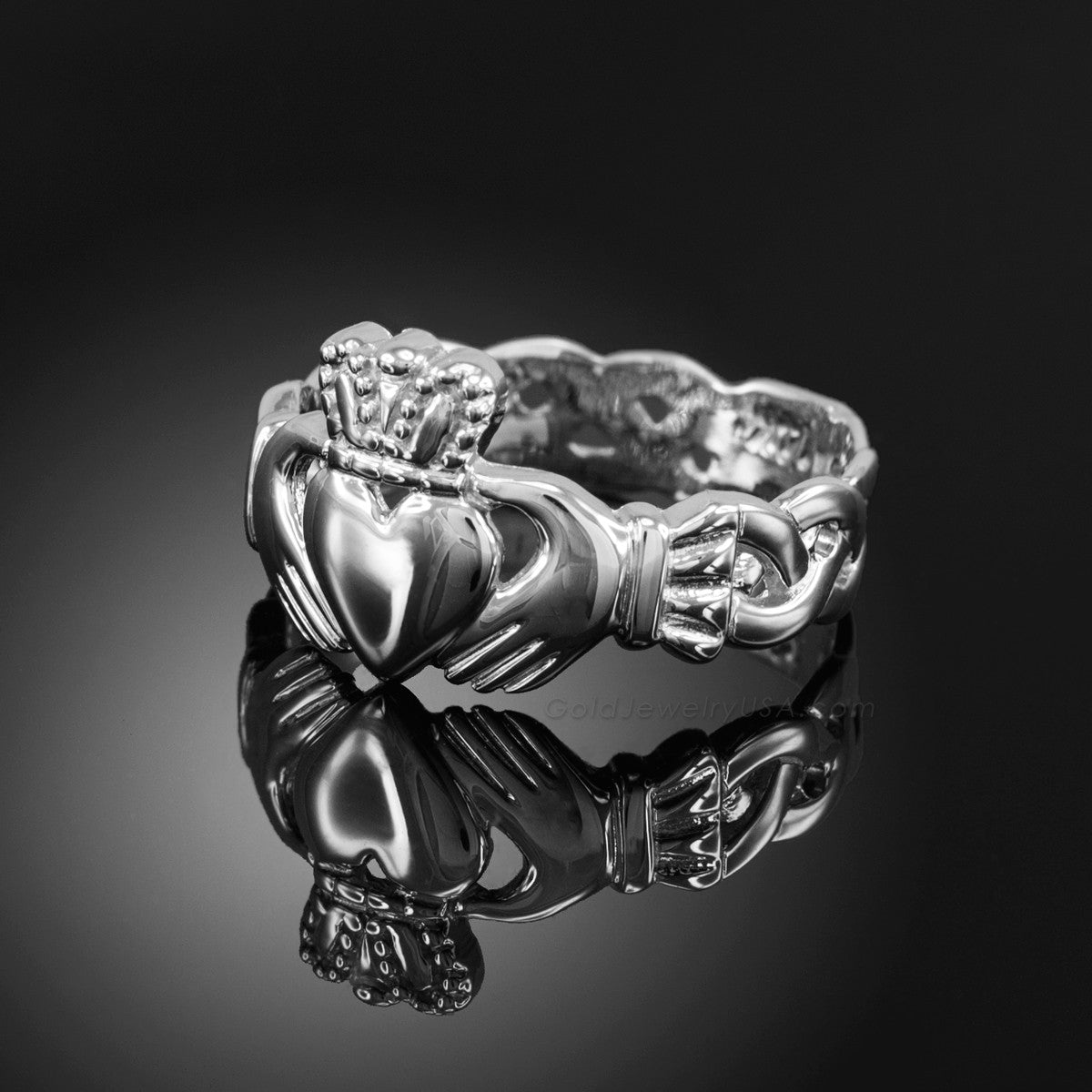 Sterling Silver Irish Celtic Claddagh Trinity Band Ring