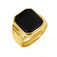 Gold Signet Ring - Men’s Black Onyx Ring (Available in Yellow Gold, Rose Gold, White Gold)