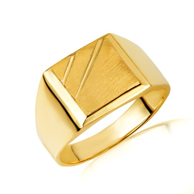 Yellow Gold Men's Modern Signet Ring