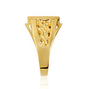 Yellow Gold Men's Square Stylish Solid Engravable Signet Ring