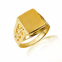 Yellow Gold Men's Square Stylish Solid Engravable Signet Ring