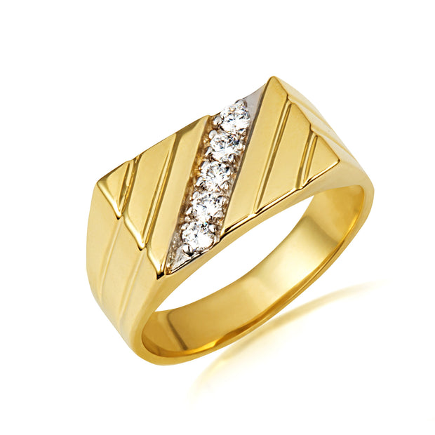 Men's Gold Diamond Signet Ring (Available in Yellow Gold, Rose Gold, White Gold)