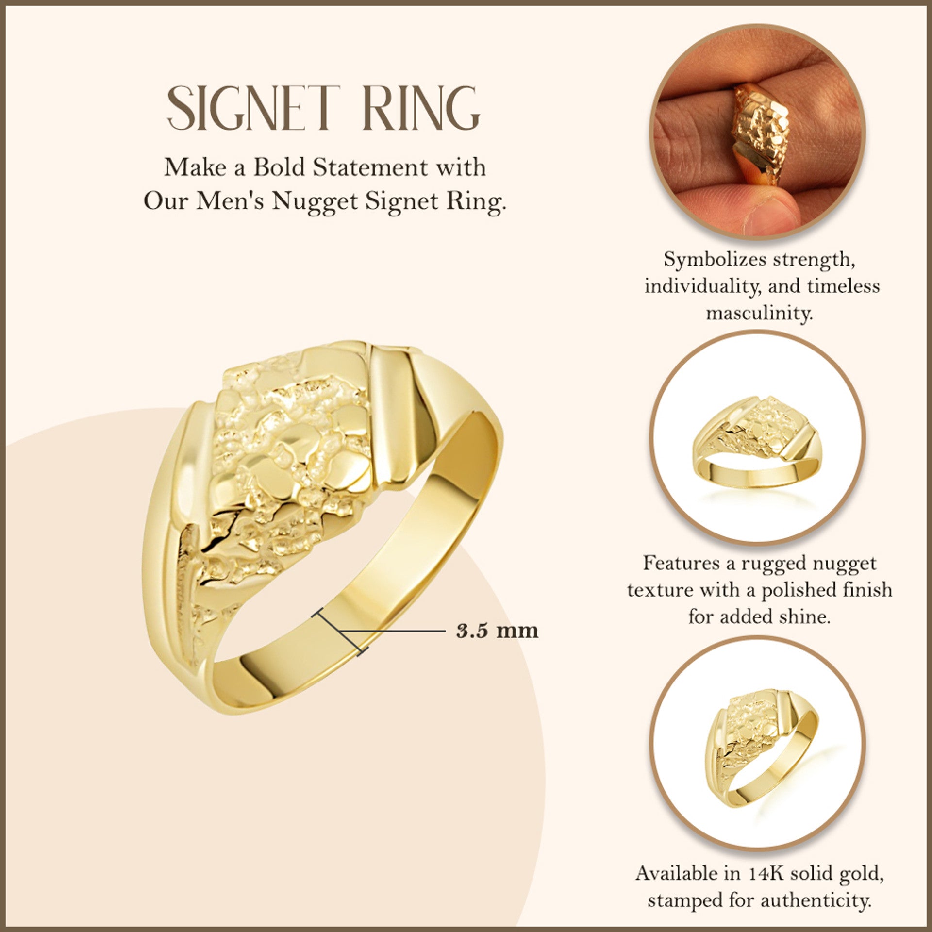 Nugget Ring in 10K and 14K Gold