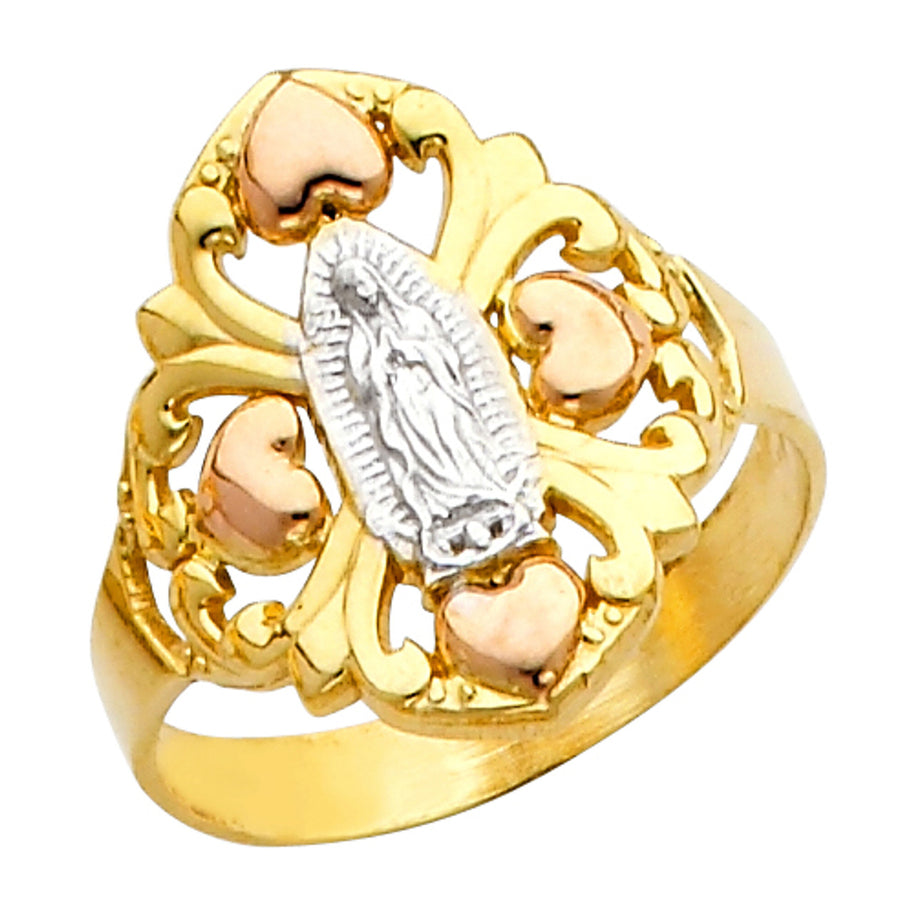 Tri-Color "Our Lady of Guadalupe/Nuestra SeÃ±ora de Guadalupe" Gold Ring