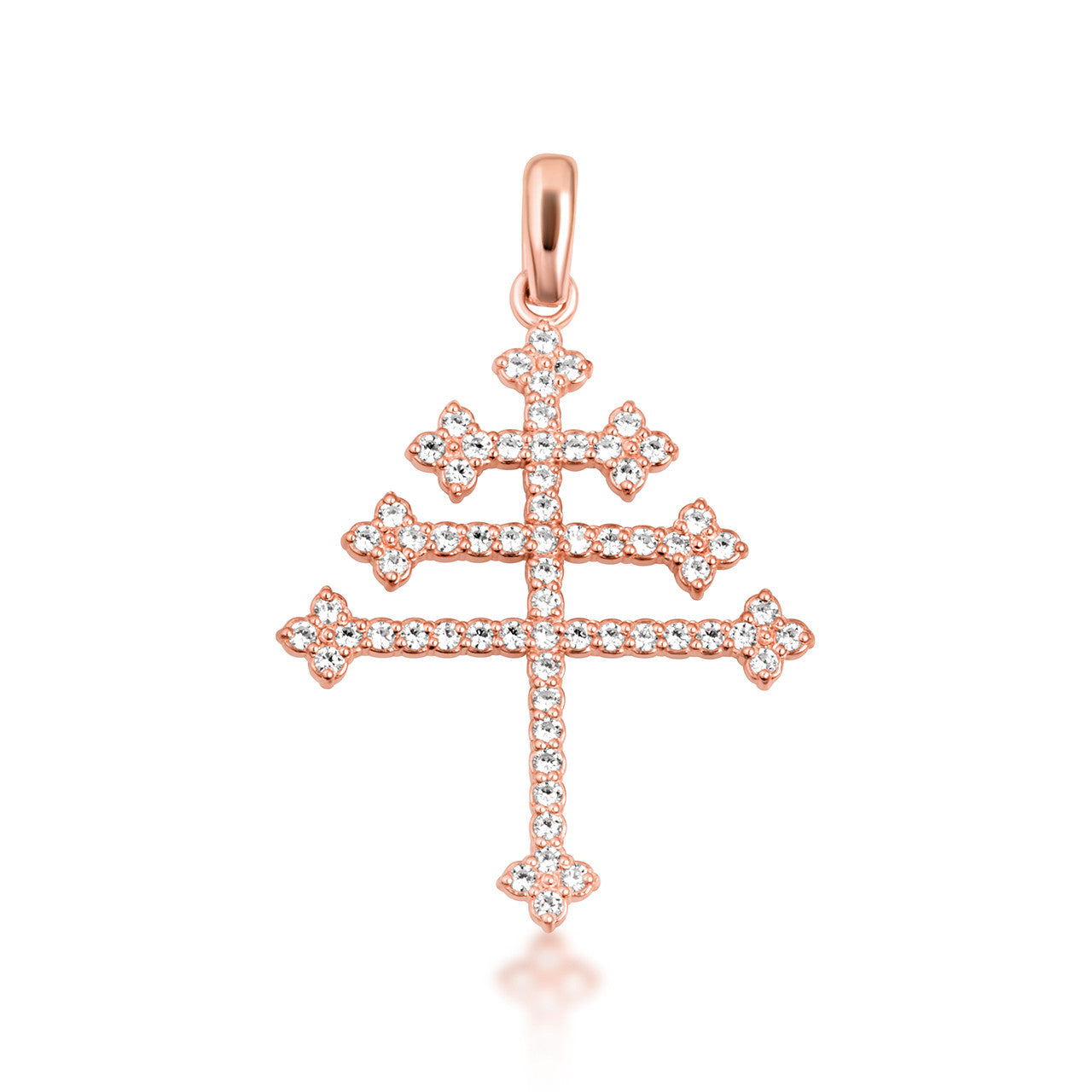 14K Gold Diamond Studded Papal Cross Pendant Necklace (Available in Yellow/Rose/White Gold)