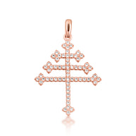 14K Gold Diamond Studded Papal Cross Pendant Necklace (Available in Yellow/Rose/White Gold)