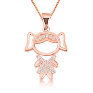 Gold Girl Silhouette Studded Pendant Necklace (Available in Yellow/Rose/White Gold)