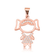 Gold Girl Silhouette Studded Pendant Necklace (Available in Yellow/Rose/White Gold)