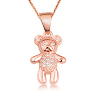 Gold Teddy Bear Studded Toy Pendant Necklace (Available in Yellow/Rose/White Gold)