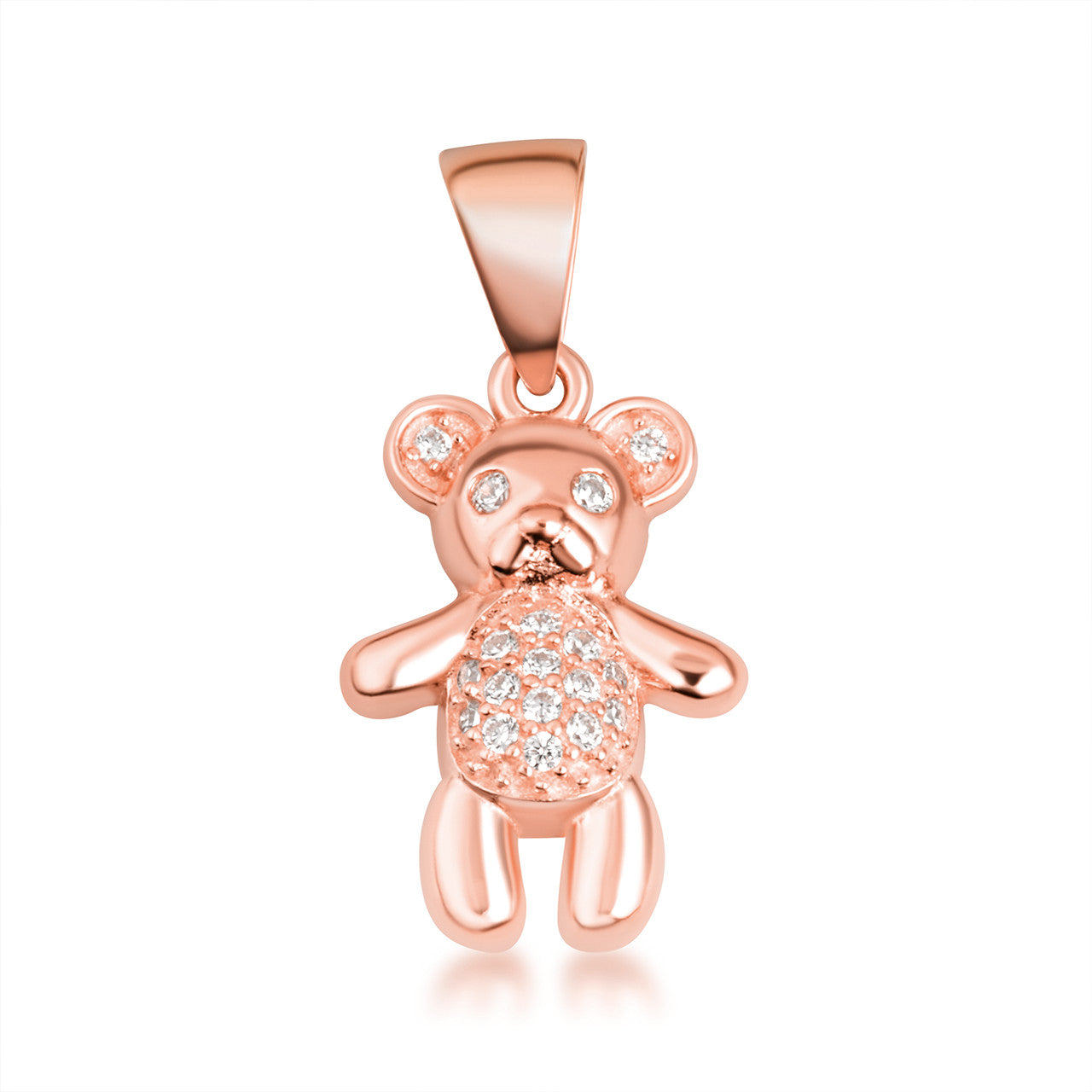 Gold Teddy Bear Studded Toy Pendant Necklace (Available in Yellow/Rose/White Gold)