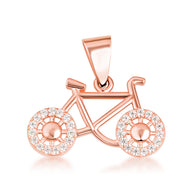 Gold Bicycle Sports Studded Cycling Pendant Necklace (Available in Yellow/Rose/White Gold)