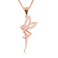 Gold Mystical Fairy Studded Pendant Necklace (Available in Yellow/Rose/White Gold)
