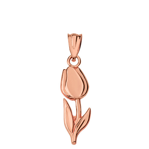 Gold Tulip Flower Pendant Necklace (Available in Yellow/Rose/White Gold)