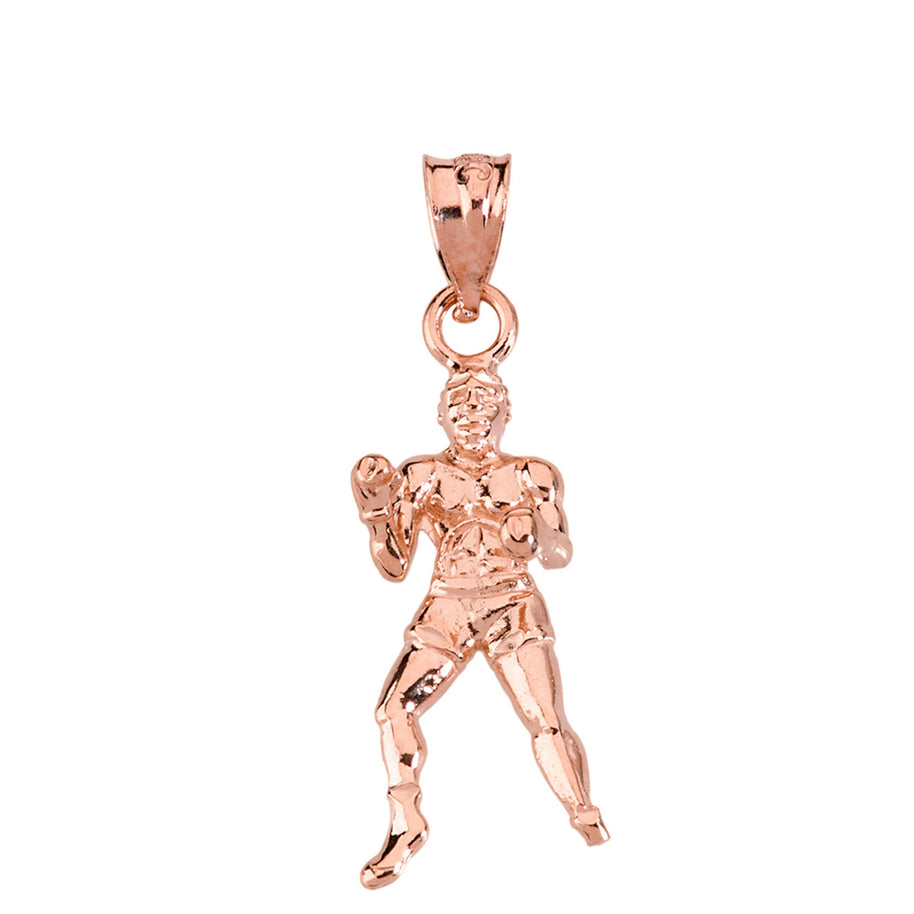 Fight Sports Athletic Boxing Pendant Necklace in Solid Gold (Available in Yellow/Rose/White)