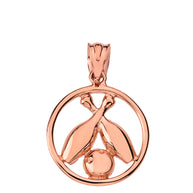 Solid Gold Circle Bowling Pendant Necklace (Available in Yellow/Rose/White Gold)