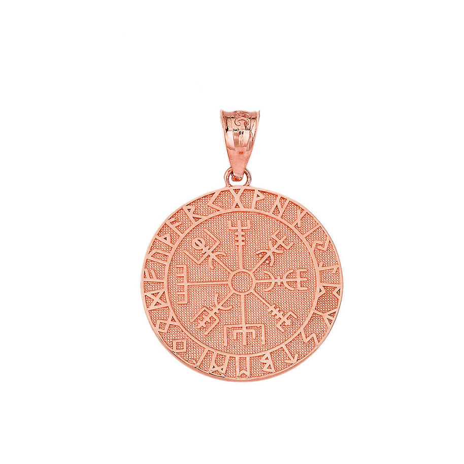 Solid Gold Vegvisir Viking Norse Compass Pendant Necklace (Available in Yellow/Rose/White Gold)