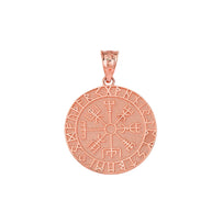 Solid Gold Vegvisir Viking Norse Compass Pendant Necklace (Available in Yellow/Rose/White Gold)